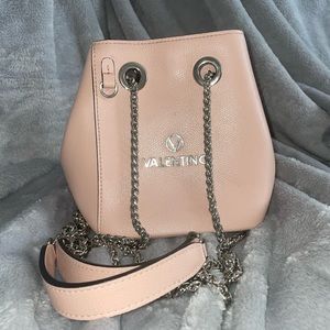 SOLD Authentic Valentino Mini Leather Pink and Silver Bucket Bag
